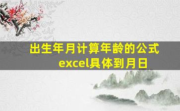 出生年月计算年龄的公式 excel具体到月日